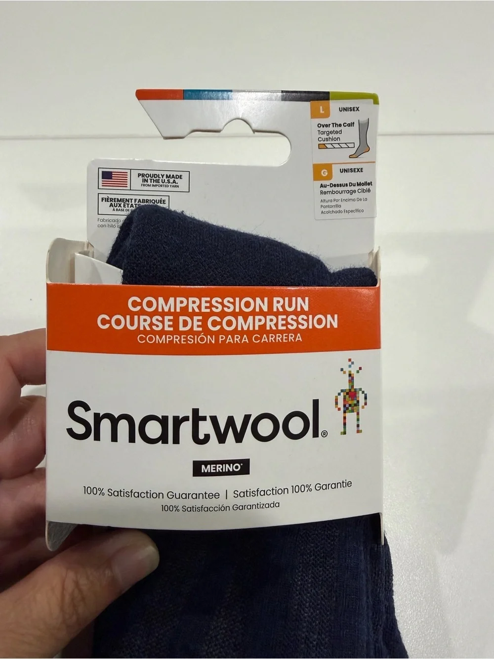 SmartWool Men's Large Run Targeted Cushion Compression Socks Navy Blue NWT